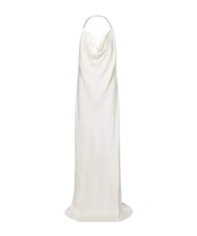 Stella Mccartney Crystal-embellished Satin-crepe Halterneck Gown In White