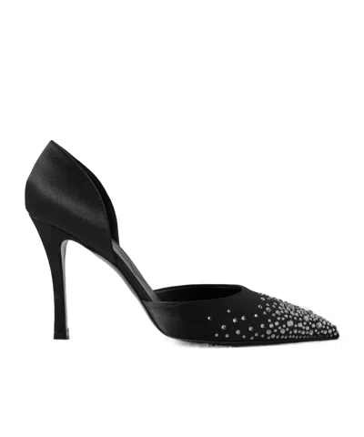 Stella Mccartney Crystal-embellished Satin Pumps In Black