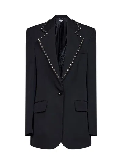 Stella Mccartney Crystal-embellished Wool Blazer In Black