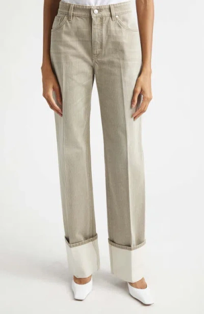Stella Mccartney Cuffed Straight Leg Jeans In Gray