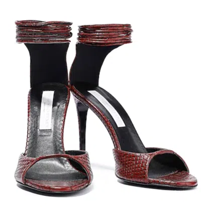 Pre-owned Stella Mccartney Cult Vegan Faux Ankle Tie Heels Sandals Pumps Shoes 35.5 In Red
