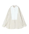 Stella Mccartney Curved Hem Panelled Striped Shirt In White