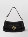 Stella Mccartney S-wave Logo Plaque Foldover Shoulder Bag In Black