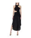 Stella Mccartney Asymmetric Cutout Stretch-jersey And Silk-satin Midi Dress In Black