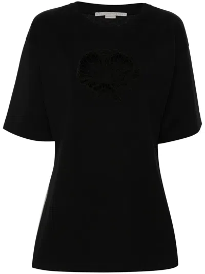 Stella Mccartney Cut-out Cotton T-shirt In Black