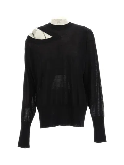 Stella Mccartney Cut Out-detail Crewneck Knitted Top In Nero