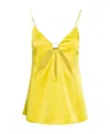 Stella Mccartney Cut-out Detailed Sleeveless Satin Vest In Yellow