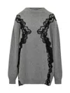 Stella Mccartney Lace-trimmed Virgin Wool Sweater In Grey Melange