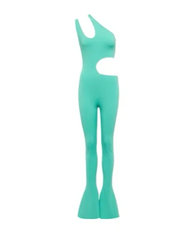Stella Mccartney Cutout Flared Jumpsuit In Green