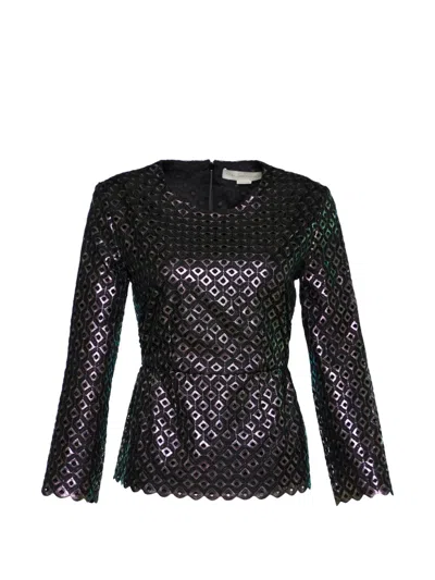 Pre-owned Stella Mccartney Cutwork-detail Peplum Blouse In Black