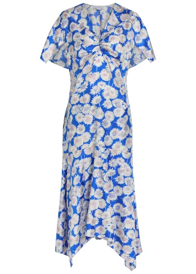 Stella Mccartney Daisy Floral-print Silk Midi Dress In Blue