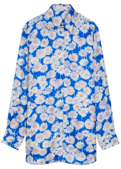 Stella Mccartney Floral-print Long-sleeve Shirt In Blue