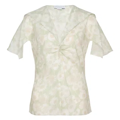 Stella Mccartney Womens Pistachio Daisy-print Cap-sleeve Silk Top In White