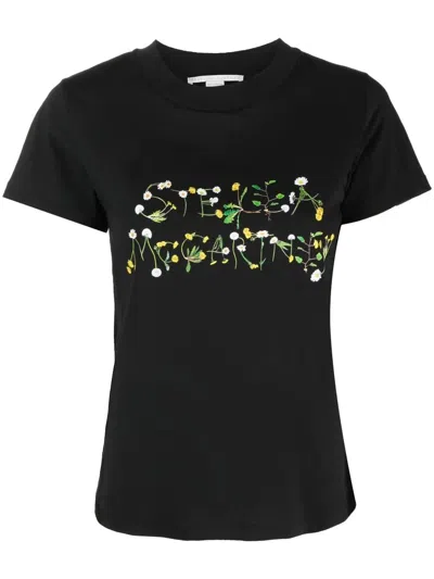 Stella Mccartney T-shirt Logo Dandelion In Black