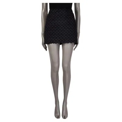 Pre-owned Stella Mccartney Dark Blue & Black Scalloped Fish Scale Mini Skirt 38 Xs