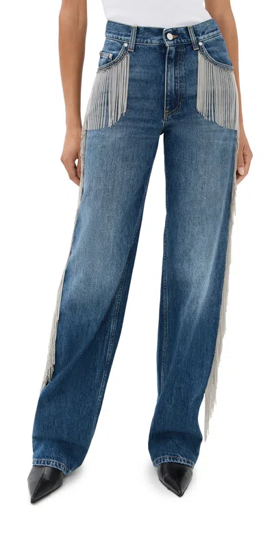 STELLA MCCARTNEY DARK BLUE WIDE LEG WITH CHAIN FRINGES DARK BLUE