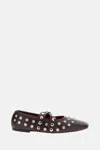 Stella Mccartney Dark Brown Leather Ballet Flats In Black