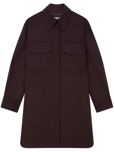 STELLA MCCARTNEY DARK BROWN PRESS-STUD FASTENING OVERSHIRT