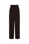 Stella Mccartney Dark Brown Pleated Straight-leg Trousers In Black