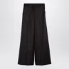 Stella Mccartney Dark Chocolate Wide Leg Pants In Wool