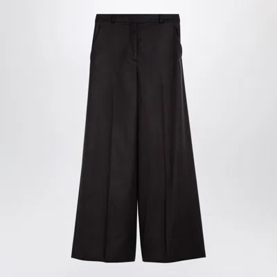 Stella Mccartney Dark Chocolate Wide Leg Pants In Wool In Brown