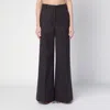 Stella Mccartney Dark Chocolate Wide Leg Pants In Wool In Brown