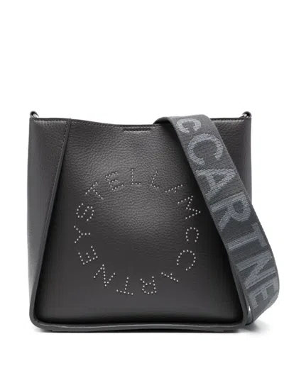 Stella Mccartney Dark Grey Logo Crossbody Bag In Black