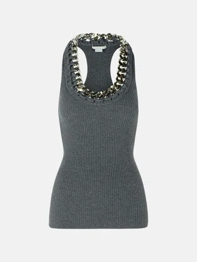 Stella Mccartney Dark Grey Wool Blend Tank Top In Gray