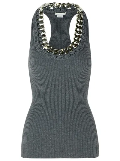 Stella Mccartney Dark Grey Wool Blend Tank Top In Gray