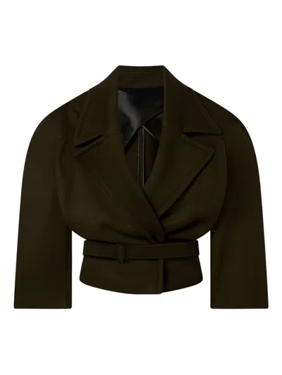 Stella Mccartney Dark Khaki Wool Coat In Green