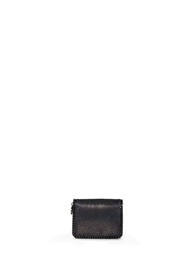 Stella Mccartney Dark Navy Falabella Bi-fold Wallet In Brown