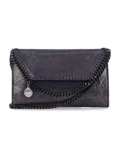 Stella Mccartney Dark Navy Falabella Chain Wallet In Blue