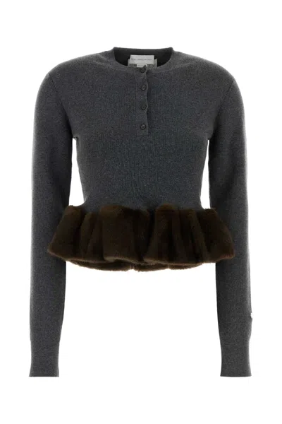 Stella Mccartney Dark Wool-blend Stretch Sweater In Grey