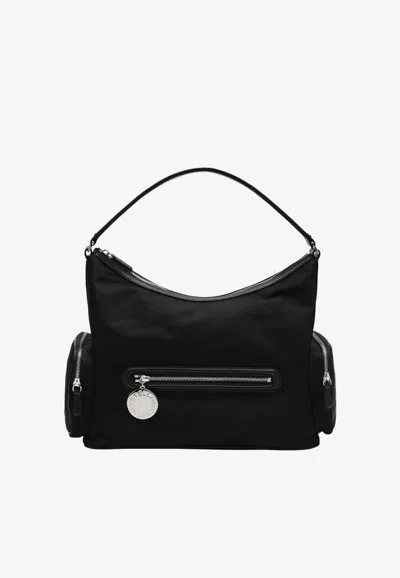 Stella Mccartney Dartmoor Crinkled Effect Shoulder Bag In Black