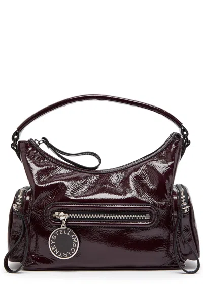 Stella Mccartney Dartmoor Crinkled Patent Faux Leather Shoulder Bag In Silver