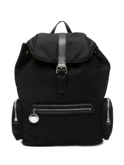 Stella Mccartney Dartmoor Drawstring Flap Backpack In Black