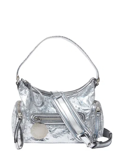 Stella Mccartney Dartmoor Medium Coated Fabric Crossbody In Silver