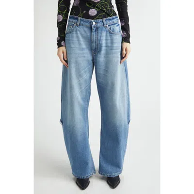 Stella Mccartney Deconstructed Curved Barrel Leg Jeans In Blue