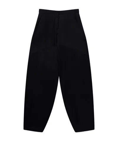 Stella Mccartney Decorative Stitch Tapered Satin Trousers In Black