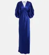 Stella Mccartney Deep V-neck Satin Maxi Dress In Sapphire Blue