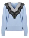 Stella Mccartney Deep V-neck Sweater In Blue