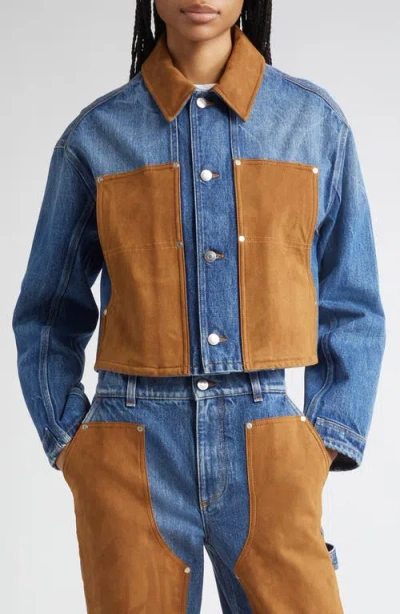Stella Mccartney Denim & Faux Suede Trucker Jacket In Blue