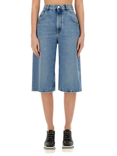 Stella Mccartney Denim Bermuda Shorts In Blue