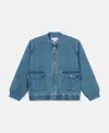 Stella Mccartney Denim Bomber Jacket In Blue