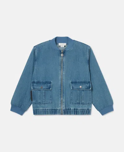 Stella Mccartney Denim Bomber Jacket In Blue