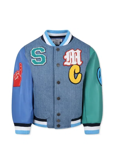 STELLA MCCARTNEY DENIM BOMBER JACKET FOR BOY WITH EMBROIDERY