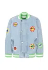 Stella Mccartney Denim Bomber Jacket For Boy With Sun In Denim