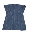 Stella Mccartney Denim Corset Blouse In Blue