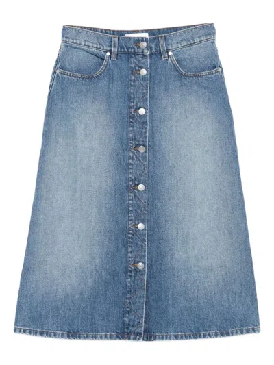 STELLA MCCARTNEY STELLA MCCARTNEY DENIM COTTON MIDI SKIRT