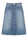 Stella Mccartney Denim Cotton Midi Skirt In Blue
